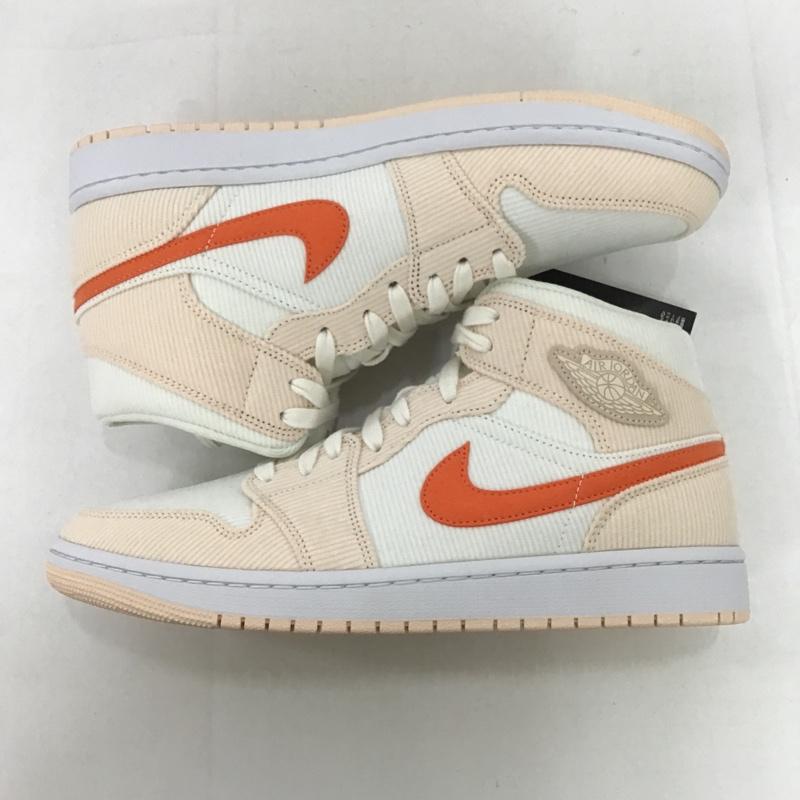 ナイキ NIKE スニーカー スニーカー DA8009-108 WMNS AIR JORDAN 1 MID SE 28.5cm 箱有 28.5cm ワンポイント 白 / ホワイト / X 橙 / オレンジ /  メンズ USED 古着 中古 10088718