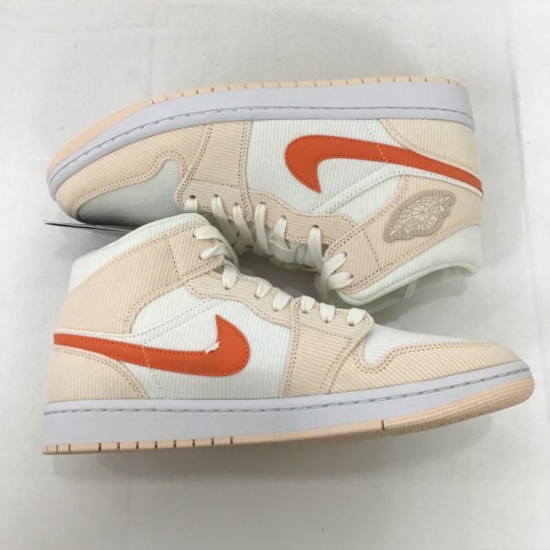 ナイキ NIKE スニーカー スニーカー DA8009-108 WMNS AIR JORDAN 1 MID SE 28.5cm 箱有 28.5cm ワンポイント 白 / ホワイト / X 橙 / オレンジ /  メンズ USED 古着 中古 10088718