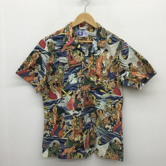 ユーズドクロージング used clothes シャツ、ブラウス 半袖 RJC 80s アロハシャツ ハワイアンシャツ ハワイ製 メニュー柄 L プリント X 総柄 メンズ USED 古着 中古 10088740