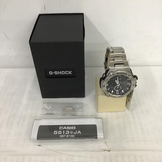 ジーショック G-SHOCK 腕時計 アナログ（クォーツ式） GST-B100D-1AJF タフソーラー 箱有 ロゴ、文字 銀 / シルバー / X 黒 / ブラック /  メンズ USED 古着 中古 10088820