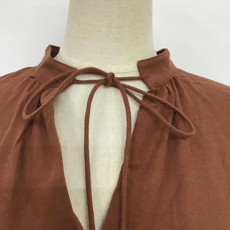 スライ SLY カットソー 長袖 030DSM30-4570 STAND GATHER トップス FREE 無地 茶 / ブラウン /  レディース USED 古着 中古 10088955