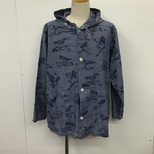 ネペンテス NEPENTHES シャツ、ブラウス 長袖 フード付き 鳥 S 総柄 紺 / ネイビー /  メンズ USED 古着 中古 10089116