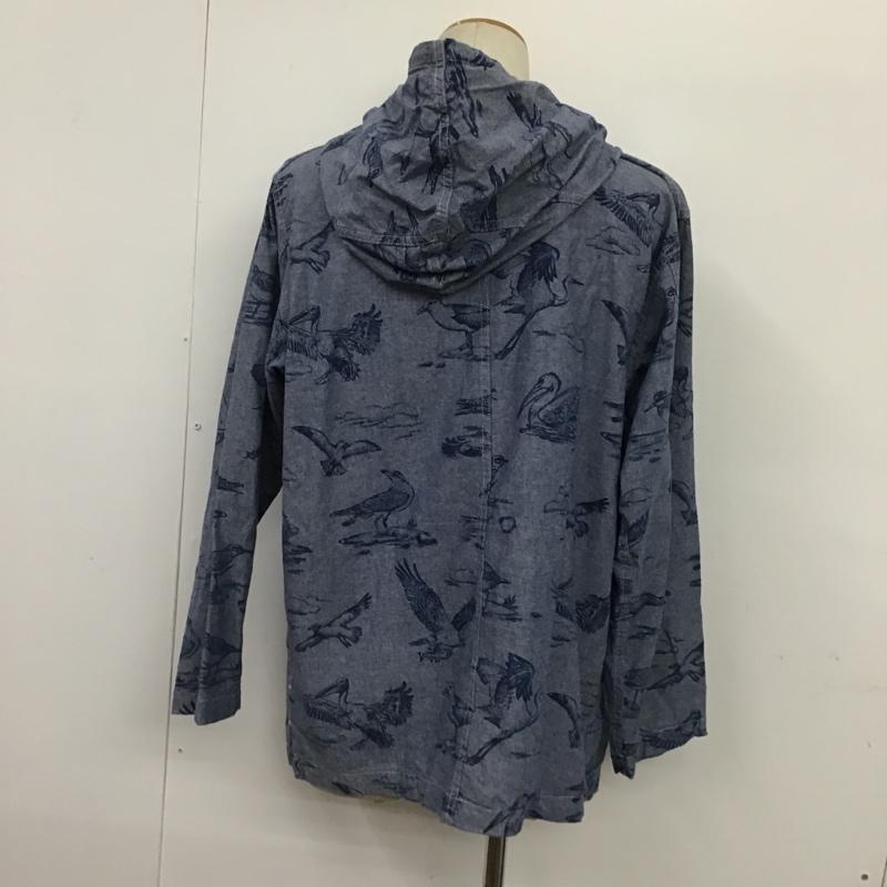 ネペンテス NEPENTHES シャツ、ブラウス 長袖 フード付き 鳥 S 総柄 紺 / ネイビー /  メンズ USED 古着 中古 10089116