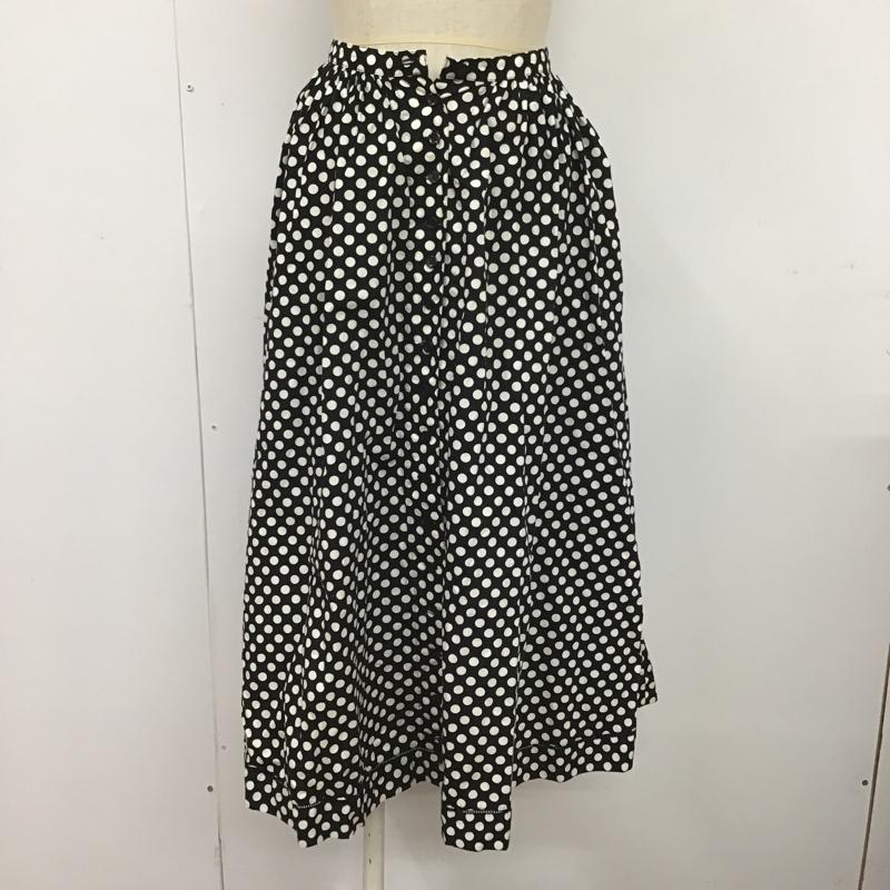 ピンクハウス PINK HOUSE スカート ロングスカート フロントボタン 水玉 ドット 黒 / ブラック / X 白 / ホワイト /  レディース USED 古着 中古 10089303