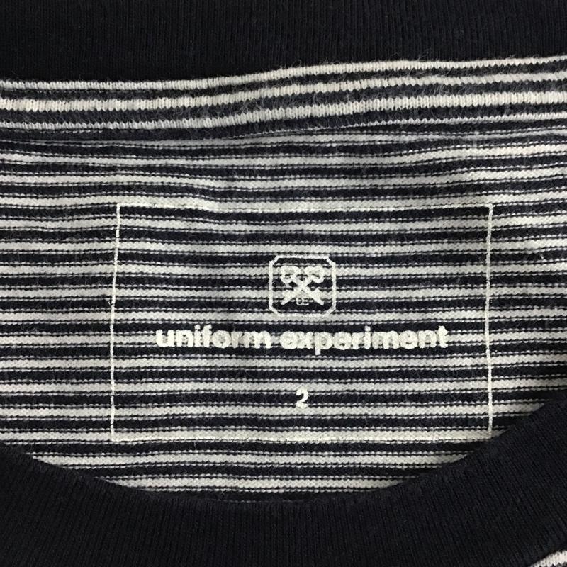 ユニフォームエクスペリメント uniform experiment Tシャツ 半袖 UE-90056 バックプリント 3 ボーダー柄 白 / ホワイト / X 紺 / ネイビー /  メンズ USED 古着 中古 10089412