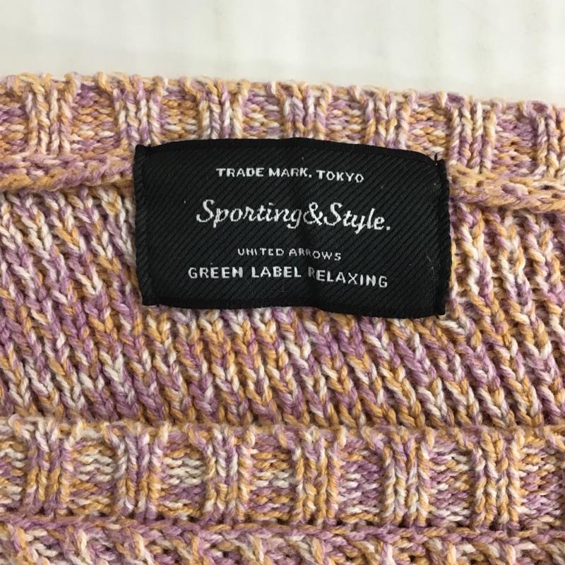 グリーンレーベルリラクシング green label relaxing ニット、セーター 長袖 3616-105-1556 無地 桃 / ピンク / X 橙 / オレンジ / X 白 / ホワイト /  レディース USED 古着 中古 10089453