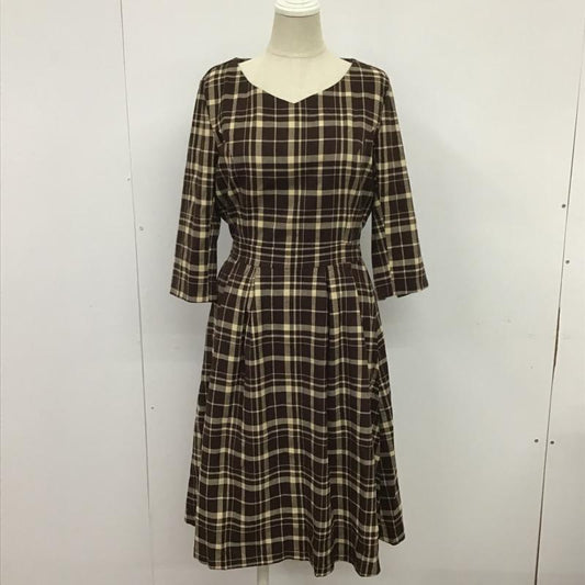 エミリアウィズ Emiria wiz ワンピース ひざ丈スカート JS-0025 チェックフレアワンピース タグ付き S チェック ダークブラウン / ダークブラウン / X ベージュ / ベージュ /  レディース USED 古着 中古 10089639