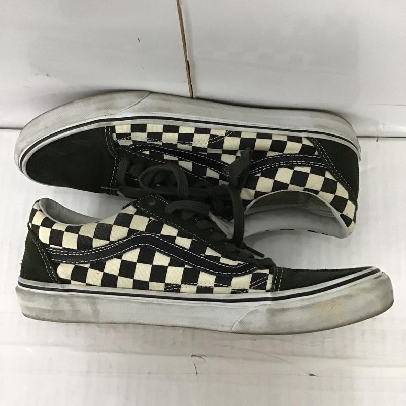 バンズ VANS スニーカー スニーカー 721494 ローカット 27cm 27.0cm チェック 白 / ホワイト / X 黒 / ブラック / X カーキ / カーキ /  メンズ USED 古着 中古 10089795