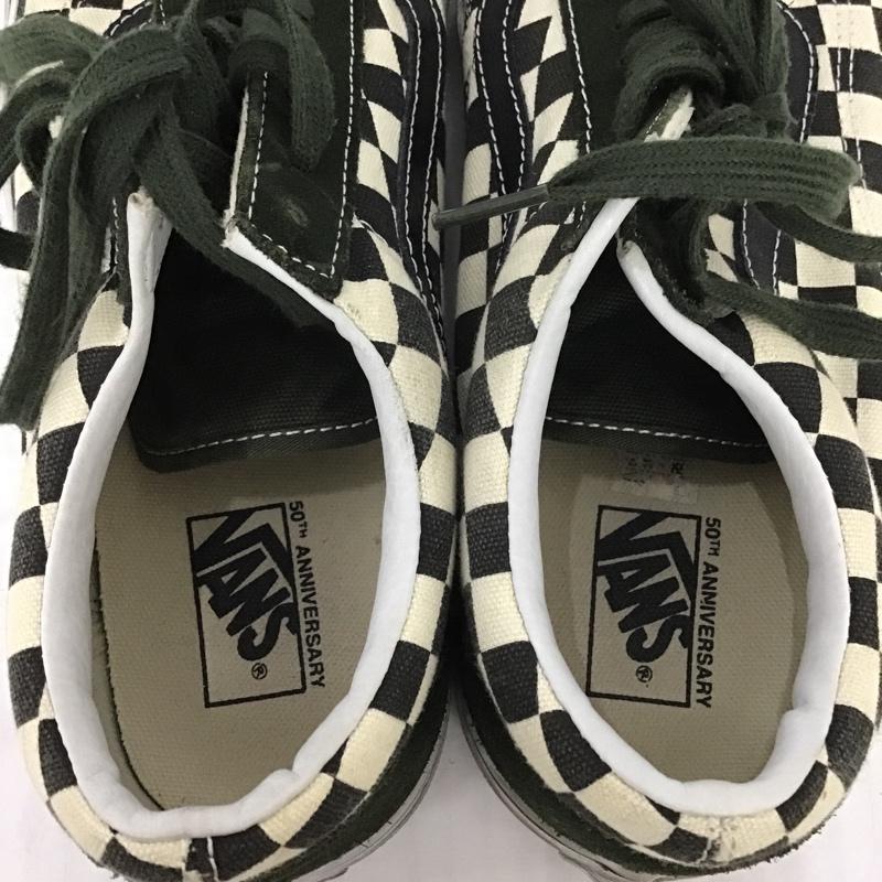 バンズ VANS スニーカー スニーカー 721494 ローカット 27cm 27.0cm チェック 白 / ホワイト / X 黒 / ブラック / X カーキ / カーキ /  メンズ USED 古着 中古 10089795