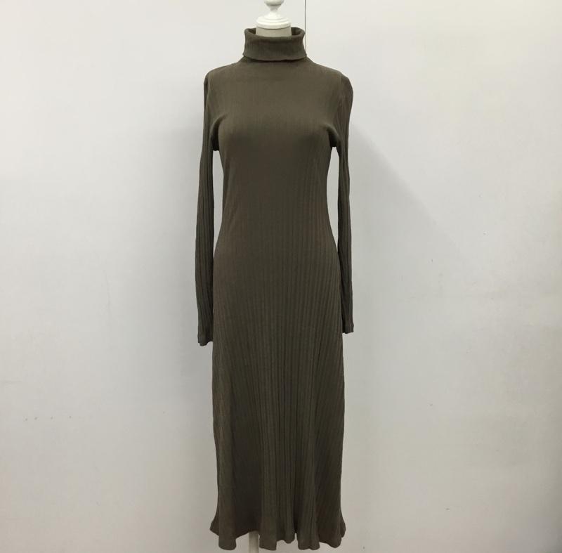 ザラ ZARA ワンピース ロングスカート 4174 630 832 リブ タートルネック M 無地 茶 / ブラウン /  レディース USED 古着 中古 10090109