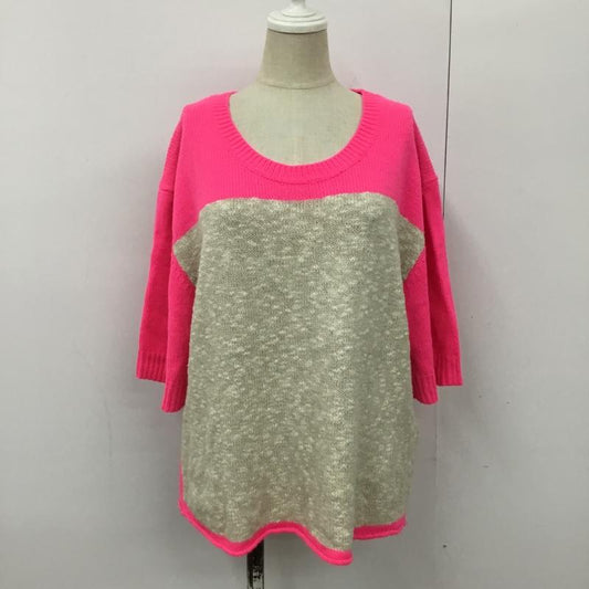 バイマレーネビルガー BY MALENE BIRGER ニット、セーター 七分袖 581-160308 コットンリネン XXS ボーダー柄 桃 / ピンク / X ベージュ / ベージュ /  レディース USED 古着 中古 10090177