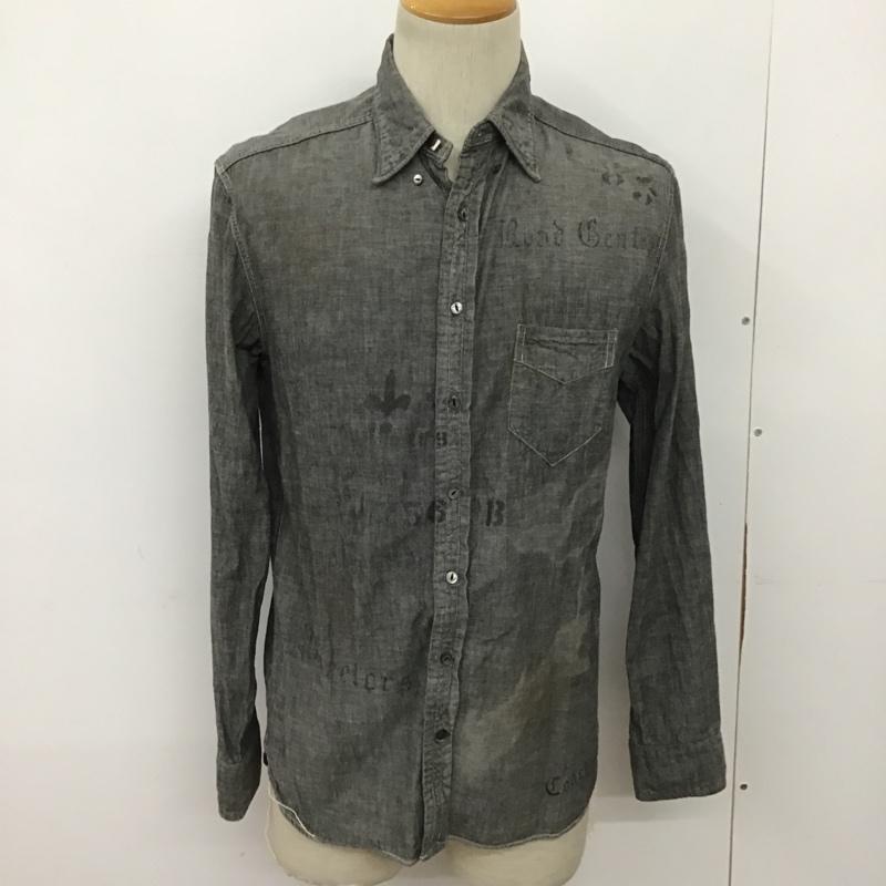 オールドジョーアンドコー OLDJOE&CO. シャツ、ブラウス 長袖 ボタンダウンシャツ 36 無地 X プリント ダークグレー / ダークグレー /  メンズ USED 古着 中古 10090217