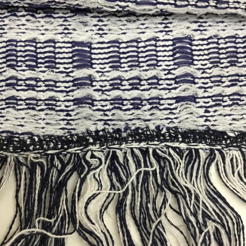 ザラ ZARA スカート ミニスカート 0219 314 043 フリンジ L 総柄 白 / ホワイト / X 紺 / ネイビー /  レディース USED 古着 中古 10090281