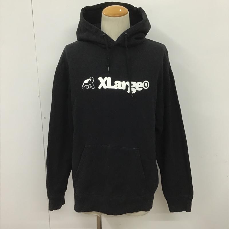 エクストララージ XLARGE パーカー 長袖 01174209 WALKING APE PULLOVER HOODED SWEAT M ロゴ、文字 黒 / ブラック /  メンズ USED 古着 中古 10090671