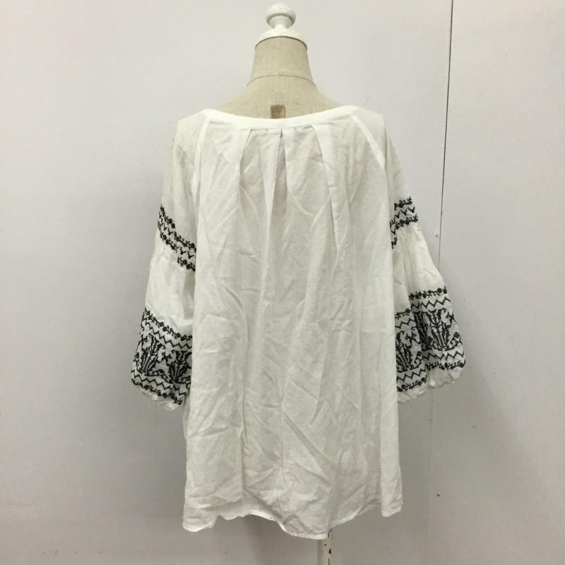 ジーナシス JEANASIS カットソー 七分袖 刺繍 カットソー FREE 刺繍 白 / ホワイト /  レディース USED 古着 中古 10090682