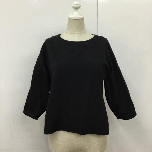 イネド INED カットソー 七分袖 9 無地 黒 / ブラック /  レディース USED 古着 中古 10090719