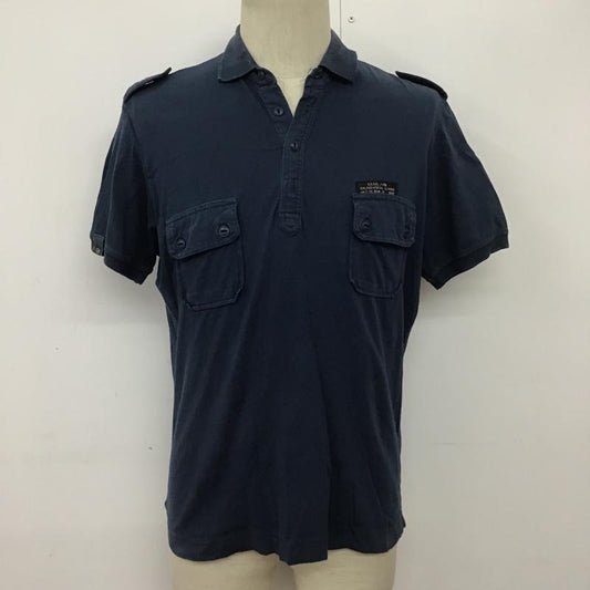 ディーゼル DIESEL ポロシャツ 長袖 S ロゴ、文字 紺 / ネイビー /  メンズ USED 古着 中古 10090764