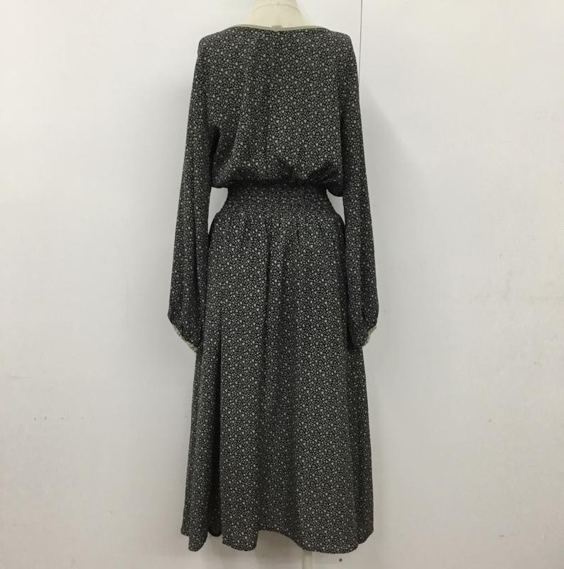 ダブルクローゼット w closet ワンピース ロングスカート カシュクール M 花柄 黒 / ブラック / X 薄緑 / ライトグリーン /  レディース USED 古着 中古 10090788