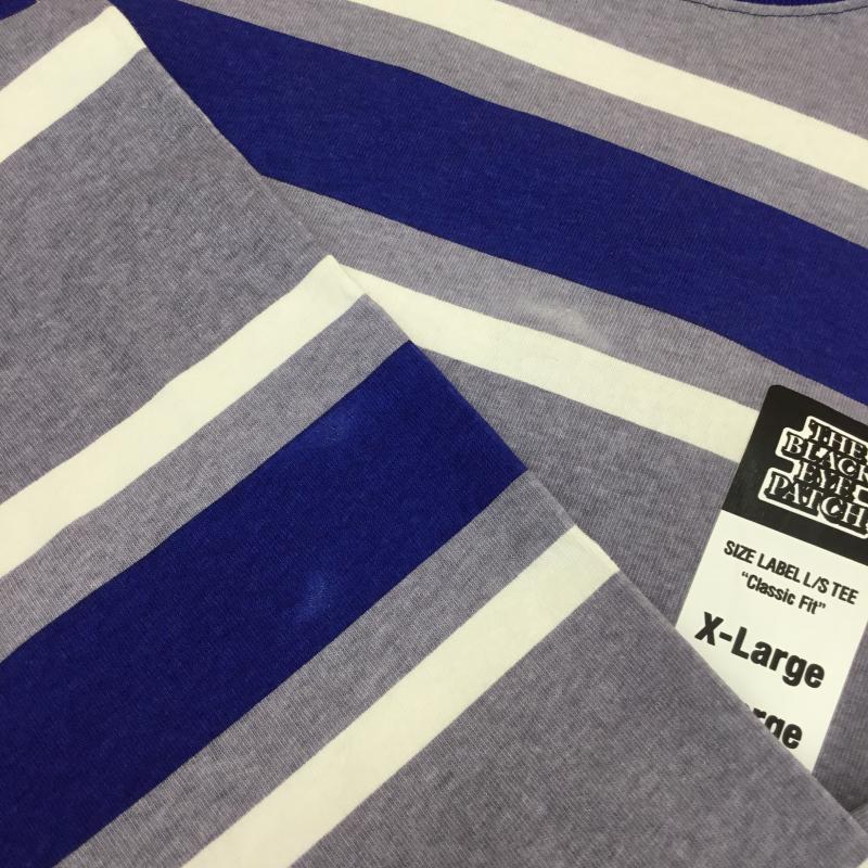 ブラックアイパッチ BlackEyePatch Tシャツ 長袖 XL ボーダー柄 青 / ブルー / X 白 / ホワイト /  メンズ USED 古着 中古 10090824
