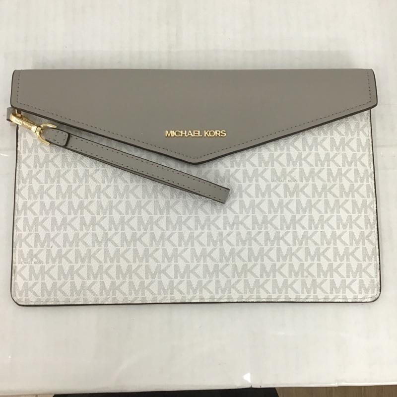 マイケルコース MICHAEL KORS クラッチバッグ、パーティバッグ クラッチバッグ、パーティバッグ マグネットポーチ ロゴ、文字 灰 / グレー / X 白 / ホワイト / X 金 / ゴールド /  レディース USED 古着 中古 10090848