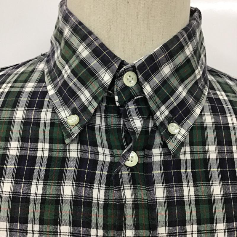 アベイシングエイプ A BATHING APE シャツ、ブラウス 半袖 ボタンダウン チェック L ロゴ、文字 白 / ホワイト / X 紺 / ネイビー / X 緑 / グリーン / X 赤 / レッド /  メンズ USED 古着 中古 10090938