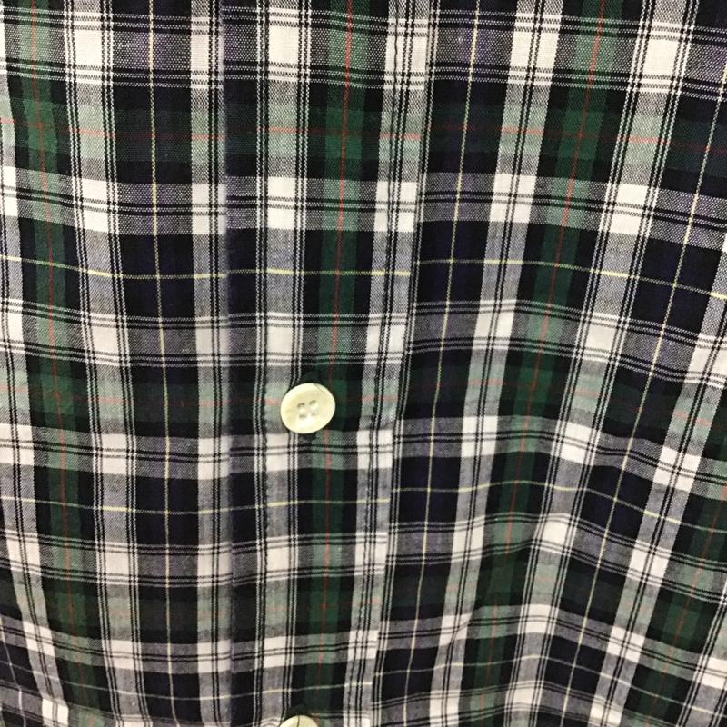 アベイシングエイプ A BATHING APE シャツ、ブラウス 半袖 ボタンダウン チェック L ロゴ、文字 白 / ホワイト / X 紺 / ネイビー / X 緑 / グリーン / X 赤 / レッド /  メンズ USED 古着 中古 10090938