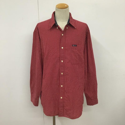 チャップス CHAPS シャツ、ブラウス 長袖 ボタンダウン L チェック 赤 / レッド / X 白 / ホワイト /  メンズ USED 古着 中古 10090985