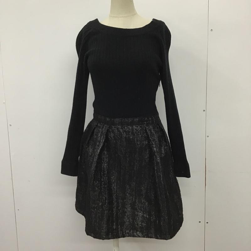 ジルスチュアート JILLSTUART ワンピース ひざ丈スカート S 無地 黒 / ブラック /  レディース USED 古着 中古 10091065