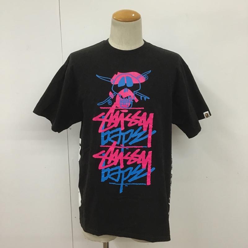 ステューシー STUSSY Tシャツ 半袖 A BATHING APE ロゴ M プリント 黒 / ブラック /  メンズ USED 古着 中古 10091120