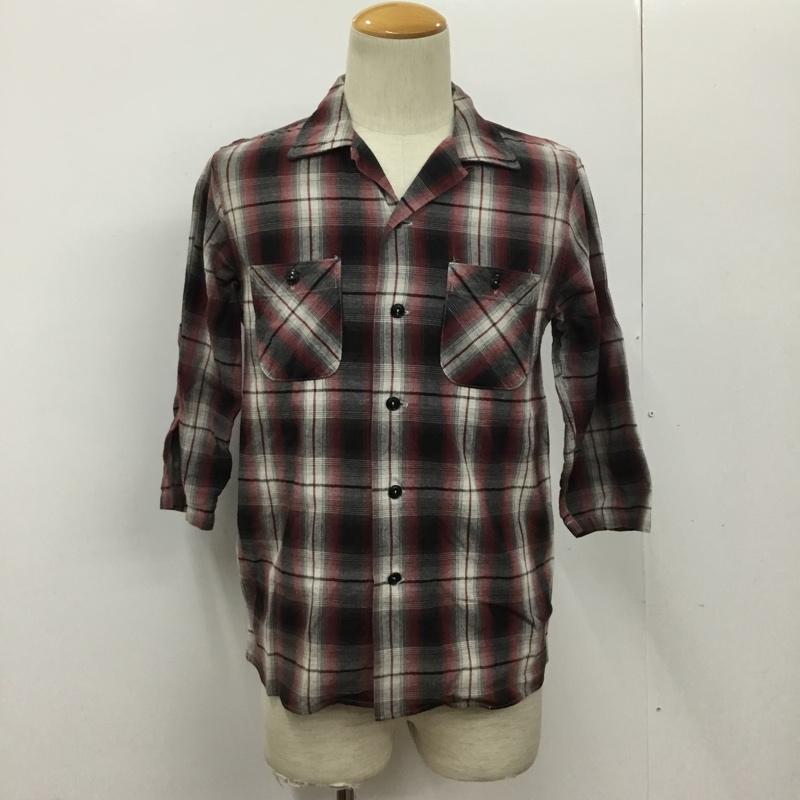 クーティー COOTIE シャツ、ブラウス 七分袖 オープンカラー M チェック 白 / ホワイト / X 黒 / ブラック / X 灰 / グレー / X えんじ / ワインレッド /  メンズ USED 古着 中古 10091224