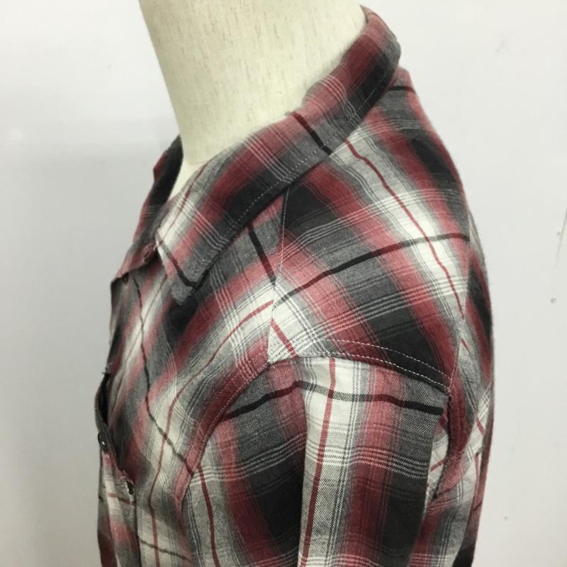 クーティー COOTIE シャツ、ブラウス 七分袖 オープンカラー M チェック 白 / ホワイト / X 黒 / ブラック / X 灰 / グレー / X えんじ / ワインレッド /  メンズ USED 古着 中古 10091224