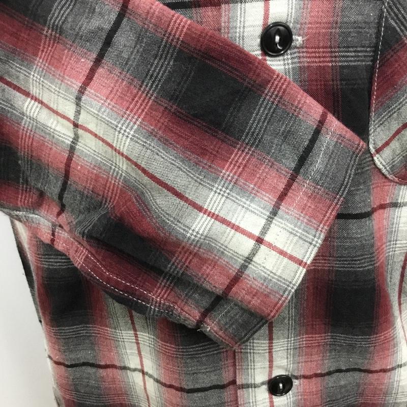 クーティー COOTIE シャツ、ブラウス 七分袖 オープンカラー M チェック 白 / ホワイト / X 黒 / ブラック / X 灰 / グレー / X えんじ / ワインレッド /  メンズ USED 古着 中古 10091224