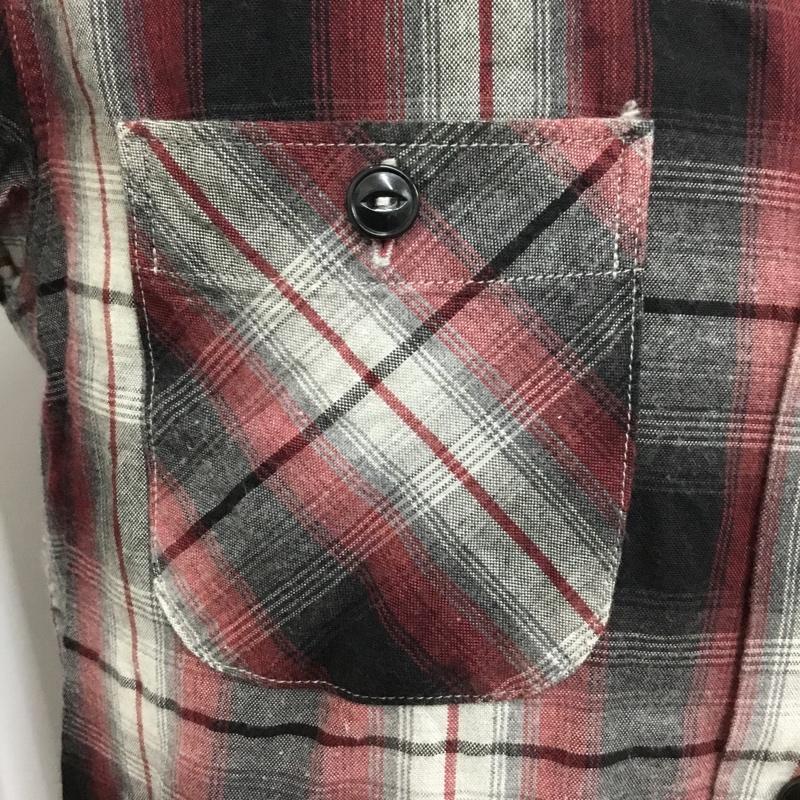 クーティー COOTIE シャツ、ブラウス 七分袖 オープンカラー M チェック 白 / ホワイト / X 黒 / ブラック / X 灰 / グレー / X えんじ / ワインレッド /  メンズ USED 古着 中古 10091224