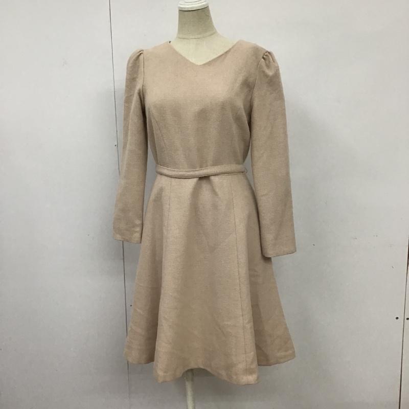 ナチュラルビューティーベーシック NATURAL BEAUTY BASIC ワンピース ひざ丈スカート 017-6240131 バックジップ Vネック 長袖ワンピース S 無地 桃 / ピンク /  レディース USED 古着 中古 10091274