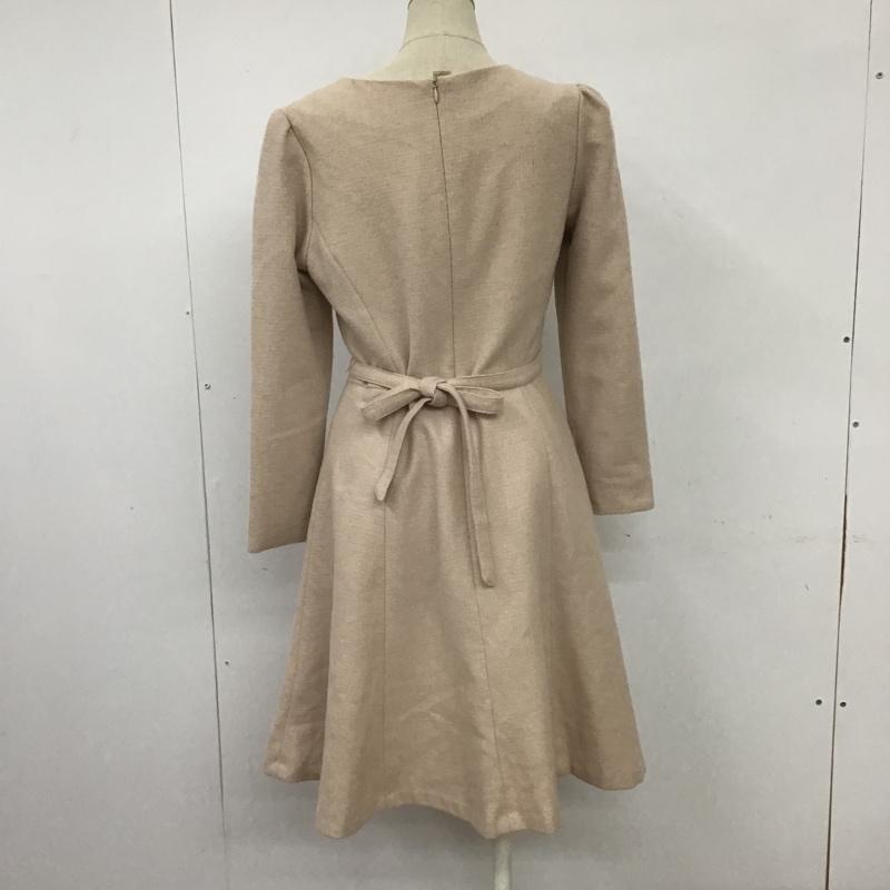 ナチュラルビューティーベーシック NATURAL BEAUTY BASIC ワンピース ひざ丈スカート 017-6240131 バックジップ Vネック 長袖ワンピース S 無地 桃 / ピンク /  レディース USED 古着 中古 10091274