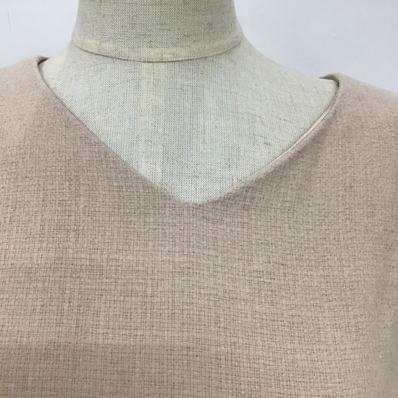 ナチュラルビューティーベーシック NATURAL BEAUTY BASIC ワンピース ひざ丈スカート 017-6240131 バックジップ Vネック 長袖ワンピース S 無地 桃 / ピンク /  レディース USED 古着 中古 10091274
