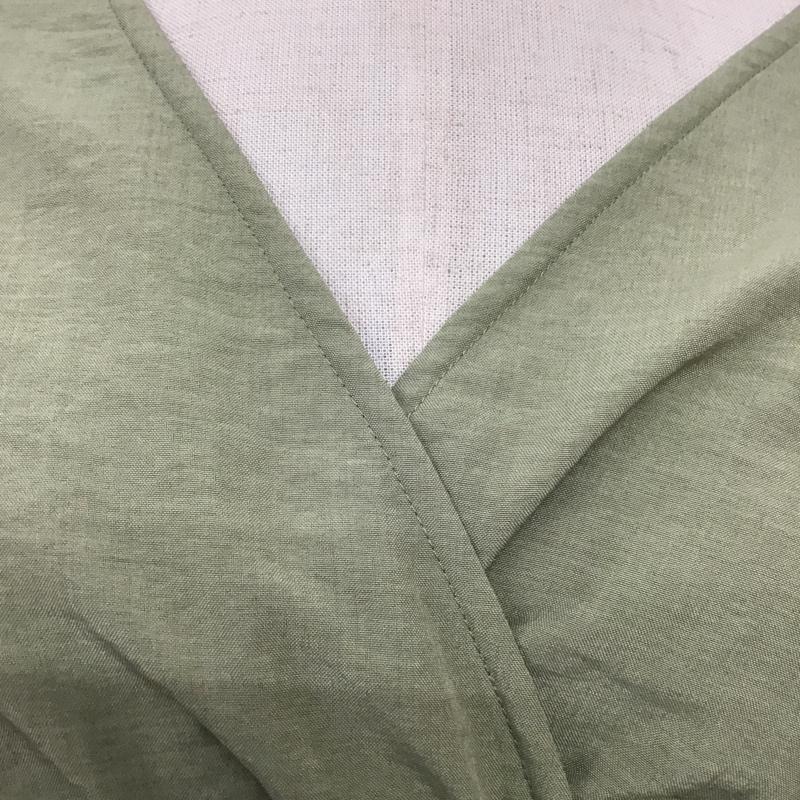 ローリーズファーム LOWRYS FARM カットソー 七分袖 LF620115MC リネンライクカシュクールブラウス 七分丈カットソー 長袖カットソー バックリボン FREE 無地 カーキ / カーキ /  レディース USED 古着 中古 10091331