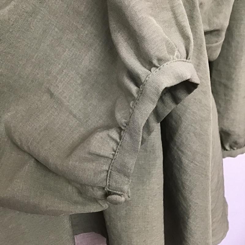 ローリーズファーム LOWRYS FARM カットソー 七分袖 LF620115MC リネンライクカシュクールブラウス 七分丈カットソー 長袖カットソー バックリボン FREE 無地 カーキ / カーキ /  レディース USED 古着 中古 10091331