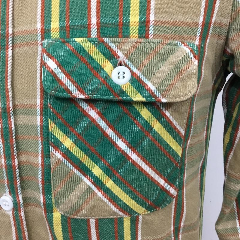 ジェラード JELADO シャツ、ブラウス 長袖 胸ポケット XS チェック ベージュ / ベージュ / X 白 / ホワイト / X 緑 / グリーン / X 黄 / イエロー / X 橙 / オレンジ /  メンズ USED 古着 中古 10091334