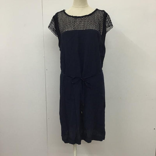 ザラベーシック ZARA BASIC ワンピース ひざ丈スカート 1639 066 401 ウエストリボン M レース柄 紺 / ネイビー /  レディース USED 古着 中古 10091411