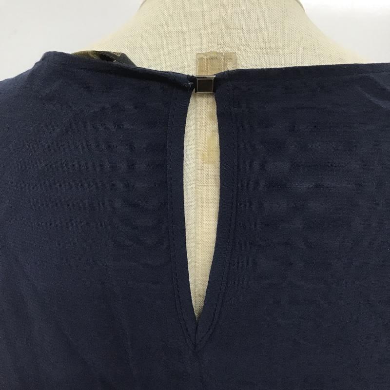 ザラベーシック ZARA BASIC ワンピース ひざ丈スカート 1639 066 401 ウエストリボン M レース柄 紺 / ネイビー /  レディース USED 古着 中古 10091411