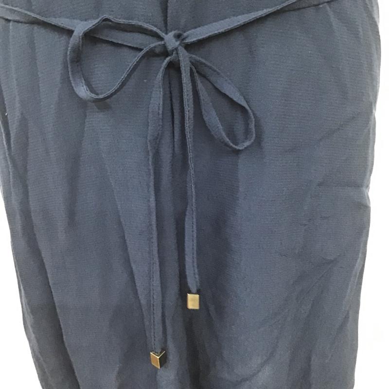 ザラベーシック ZARA BASIC ワンピース ひざ丈スカート 1639 066 401 ウエストリボン M レース柄 紺 / ネイビー /  レディース USED 古着 中古 10091411