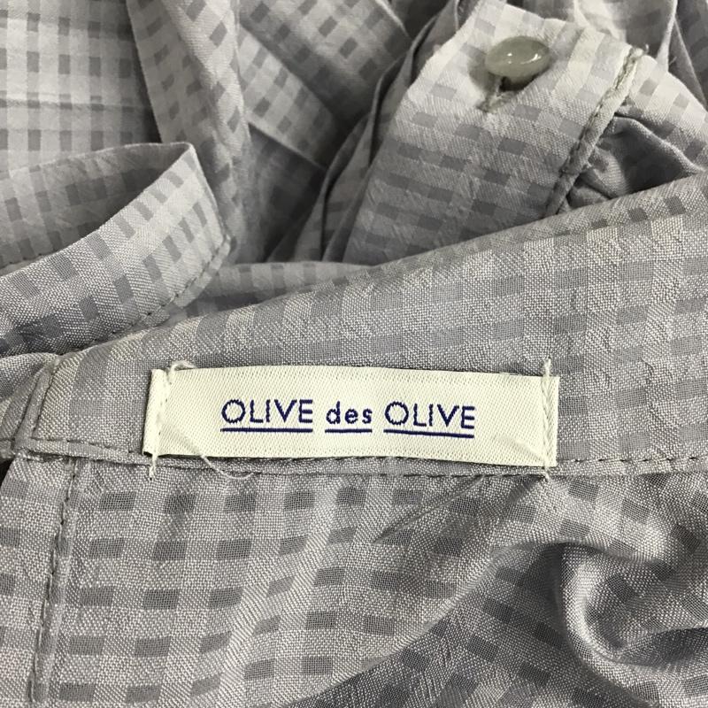 オリーブデオリーブ OLIVE des OLIVE ワンピース ロングスカート 1671300803 オープンカラー FREE チェック 灰 / グレー /  レディース USED 古着 中古 10091423