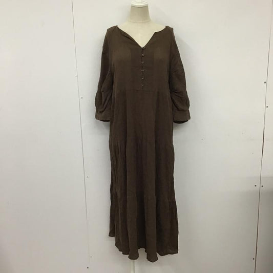 ダブルクローゼット w closet ワンピース ロングスカート 323228 ボリュームタックティアードワンピース 無地 茶 / ブラウン /  レディース USED 古着 中古 10091427