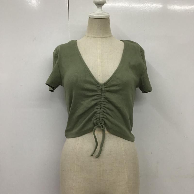 ザラ ZARA カットソー 半袖 3253 316 500 クロップド丈 ショート L 無地 薄緑 / ライトグリーン /  レディース USED 古着 中古 10091428