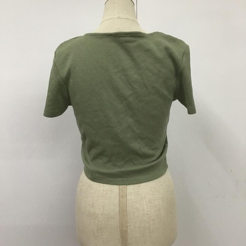 ザラ ZARA カットソー 半袖 3253 316 500 クロップド丈 ショート L 無地 薄緑 / ライトグリーン /  レディース USED 古着 中古 10091428