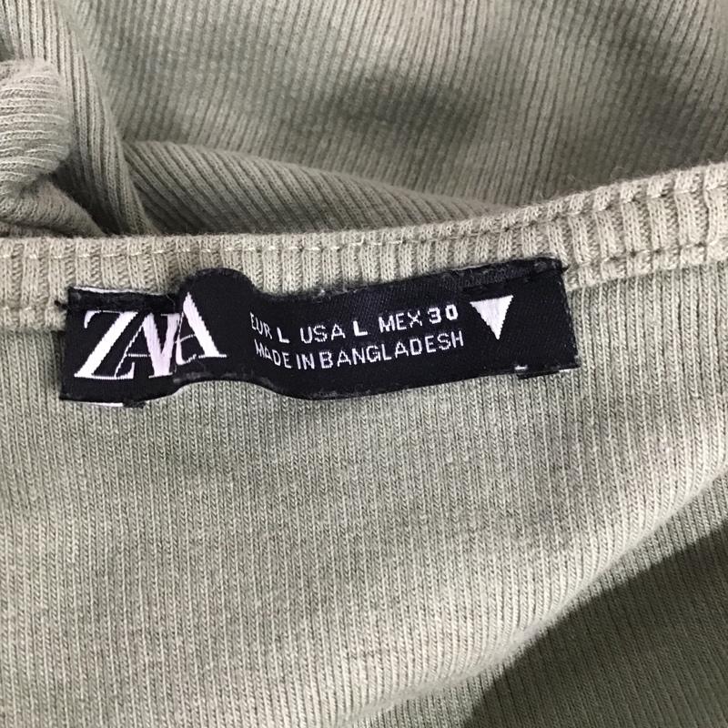 ザラ ZARA カットソー 半袖 3253 316 500 クロップド丈 ショート L 無地 薄緑 / ライトグリーン /  レディース USED 古着 中古 10091428