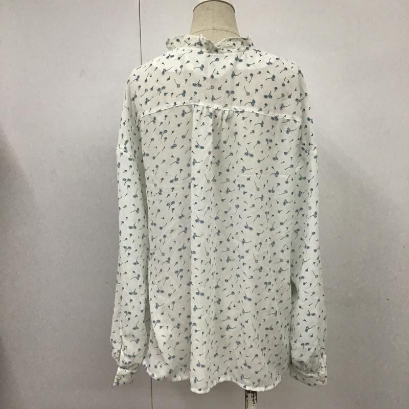 ローリーズファーム LOWRYS FARM シャツ、ブラウス 長袖 LF618001TK フリル M 花柄 白 / ホワイト / X 青 / ブルー / X 緑 / グリーン /  レディース USED 古着 中古 10091605