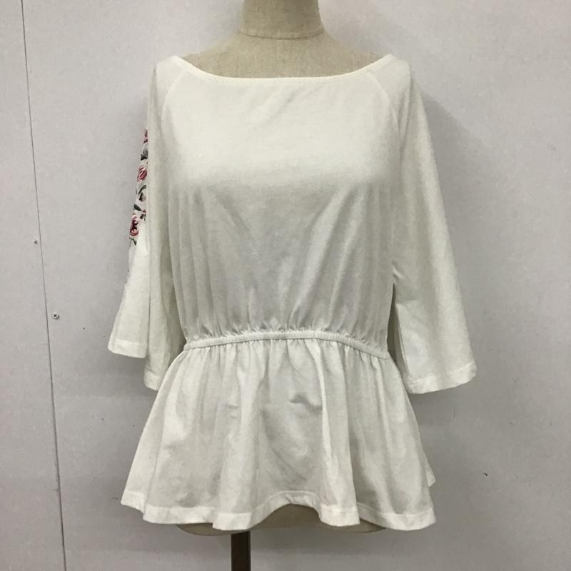 ローリーズファーム LOWRYS FARM カットソー 七分袖 NL617037TS フレアスリーブ M 刺繍 白 / ホワイト /  レディース USED 古着 中古 10091606