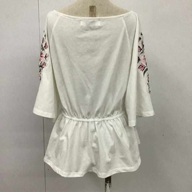ローリーズファーム LOWRYS FARM カットソー 七分袖 NL617037TS フレアスリーブ M 刺繍 白 / ホワイト /  レディース USED 古着 中古 10091606